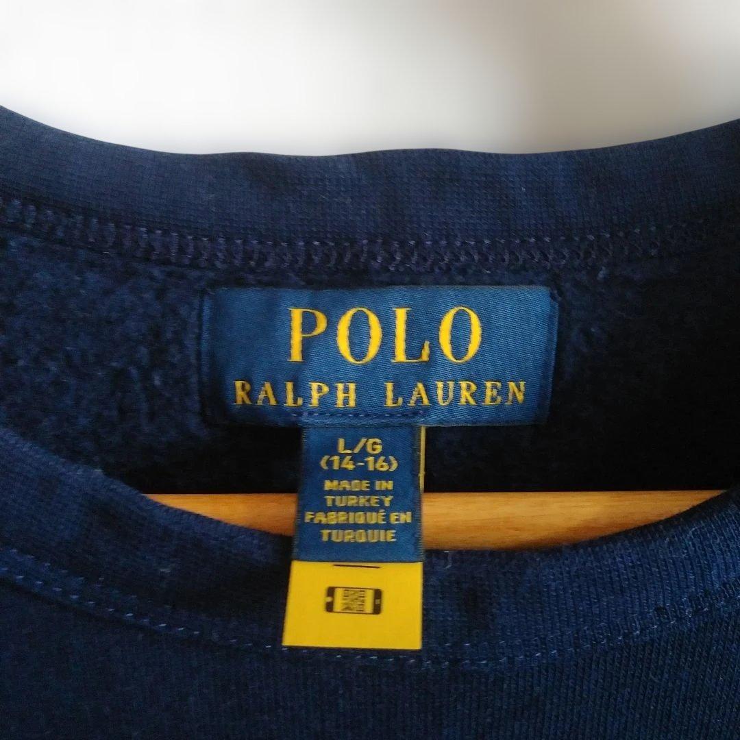 1回着用ポロラルフローレンポロベア トレーナー ネイビー L/G 14-16歳