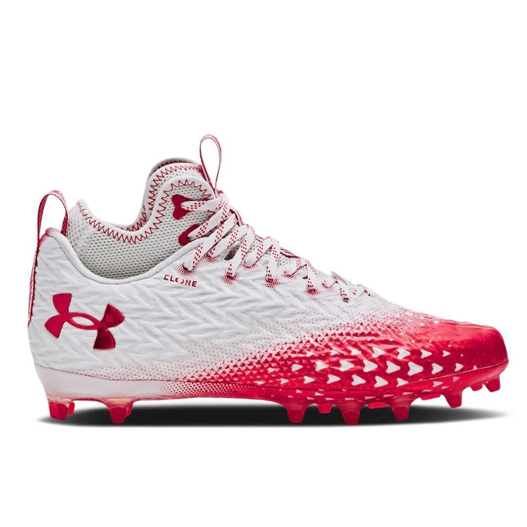 アンダーアーマー 28 スポットライト アメフト スパイク シューズ 赤 靴