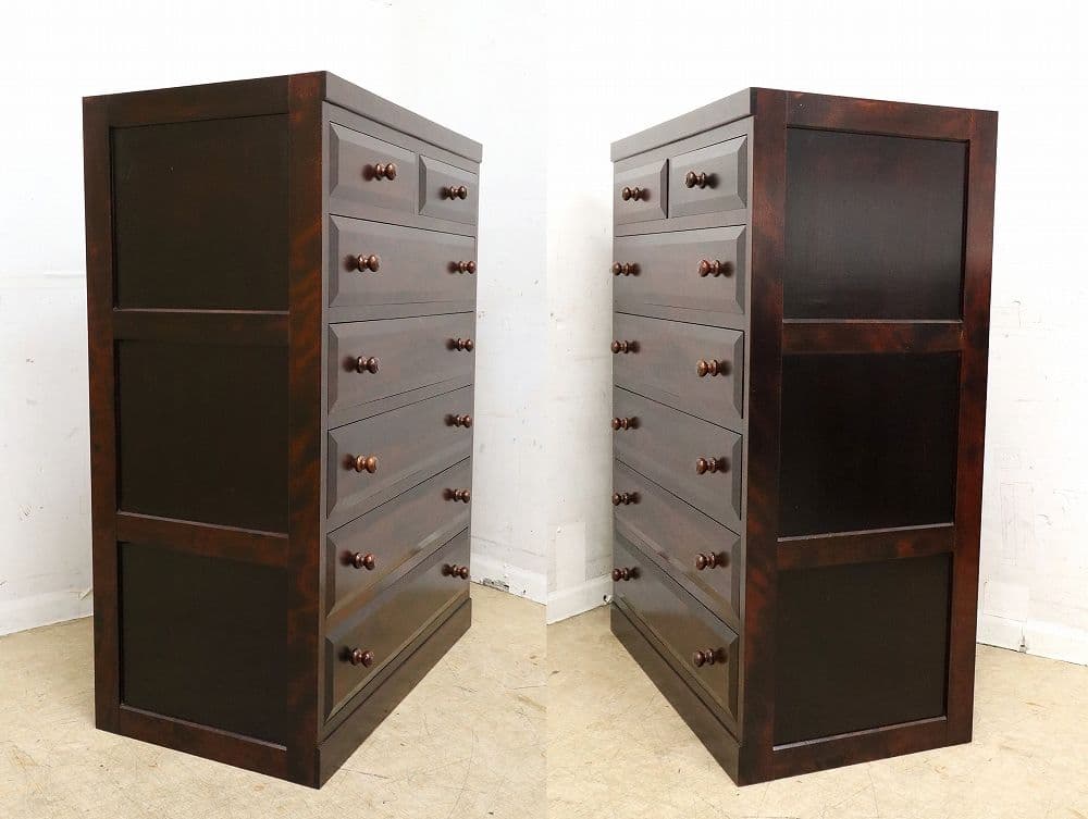 【松本民芸家具】D型6段チェスト・整理箪笥・ミズメザクラ無垢