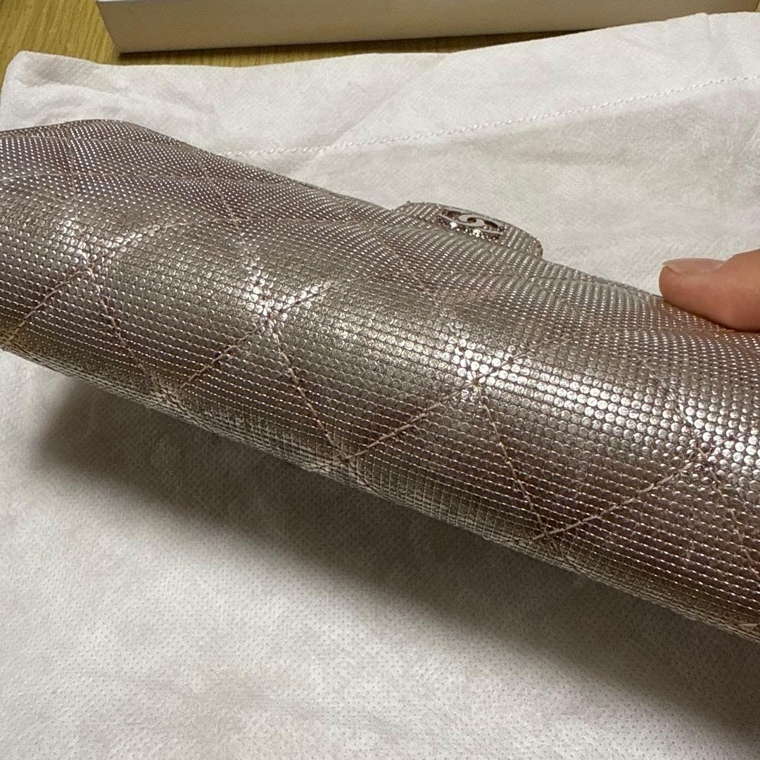 Chanel ピンクシルバー キルティング 長財布