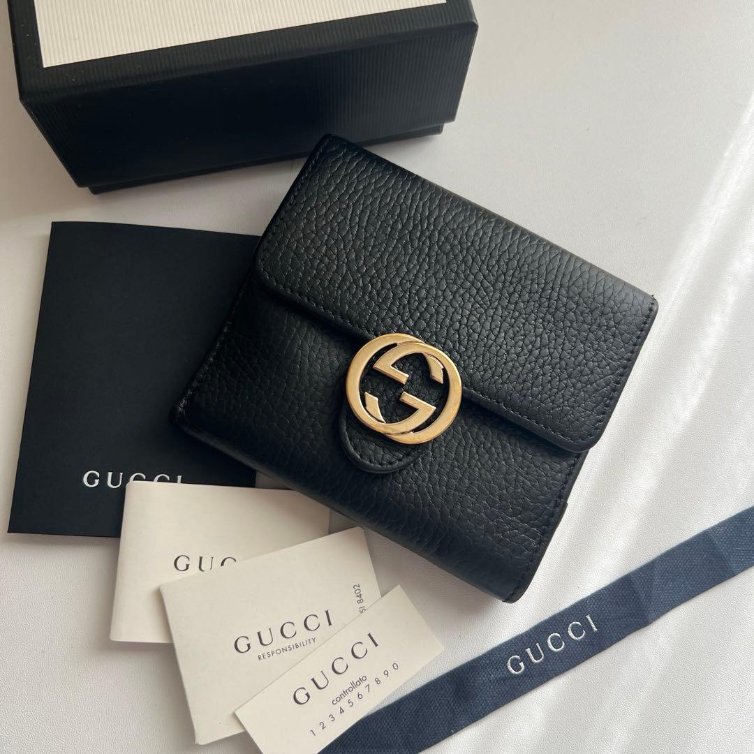 01 極上美品 GUCCI グッチ 2つ折り財布