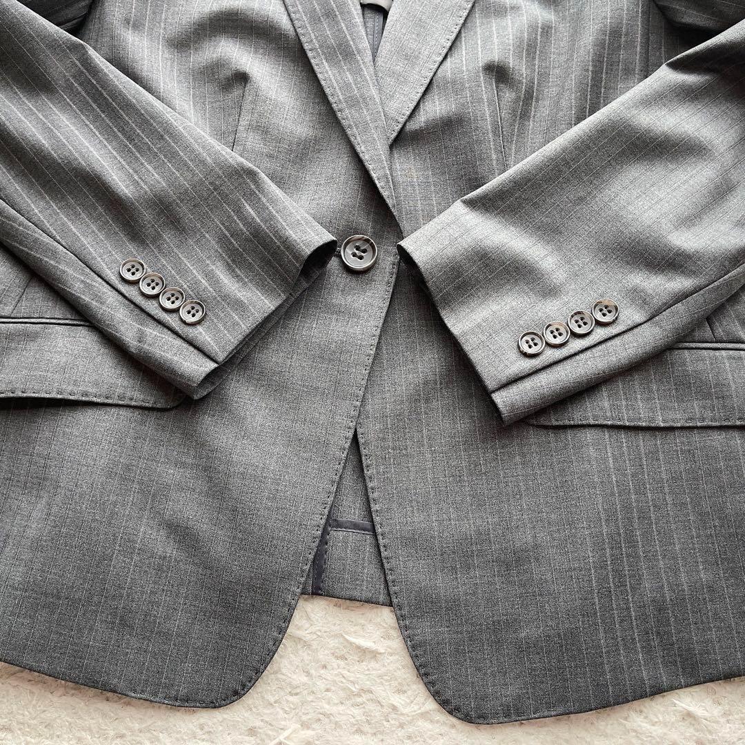 【大きいサイズ XL相当】23区 スカートスーツ ストライプ グレー ビジネス