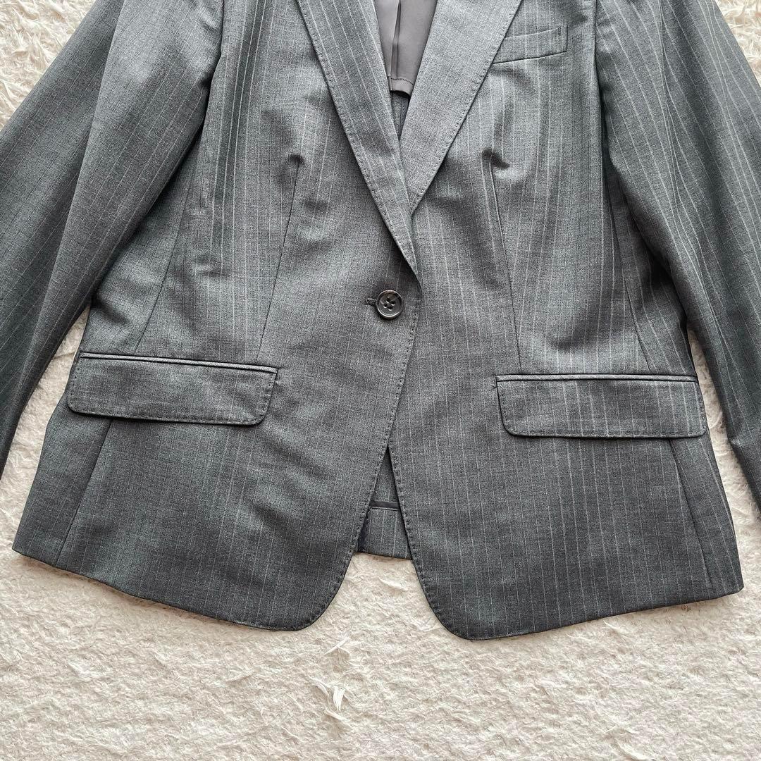 【大きいサイズ XL相当】23区 スカートスーツ ストライプ グレー ビジネス