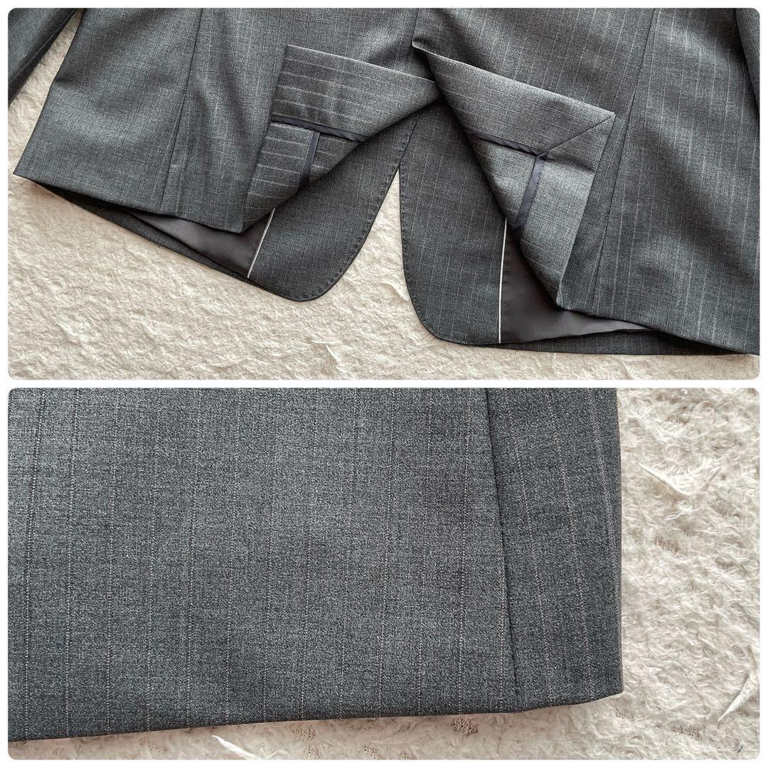 【大きいサイズ XL相当】23区 スカートスーツ ストライプ グレー ビジネス