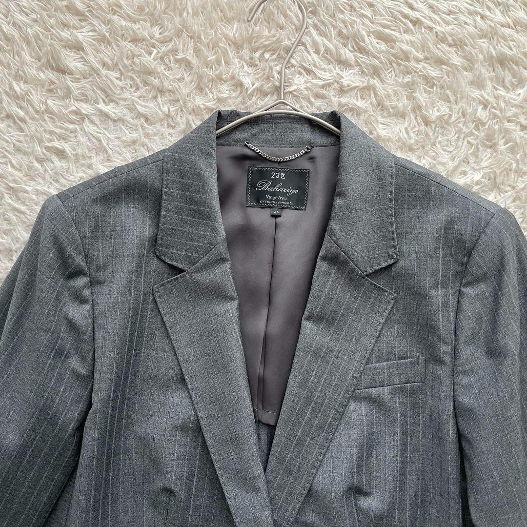 【大きいサイズ XL相当】23区 スカートスーツ ストライプ グレー ビジネス