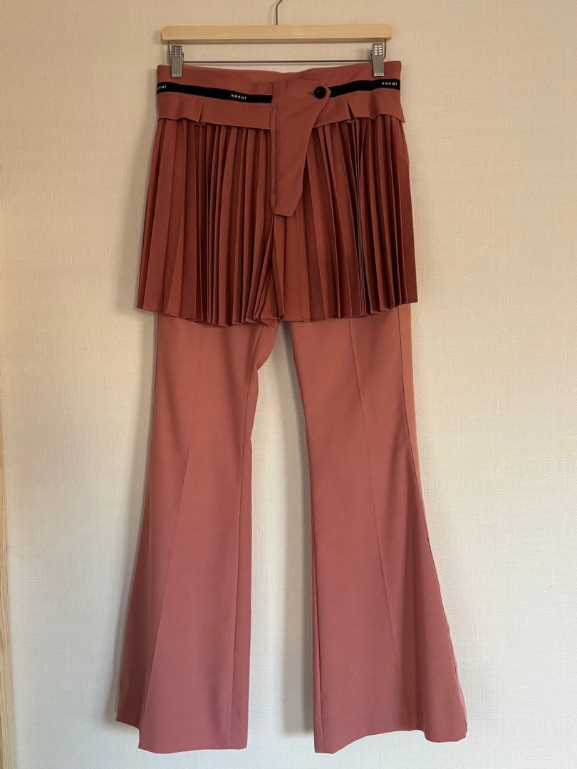 新品 sacai プリーツスカートドッキングパンツ ピンク サイズ2