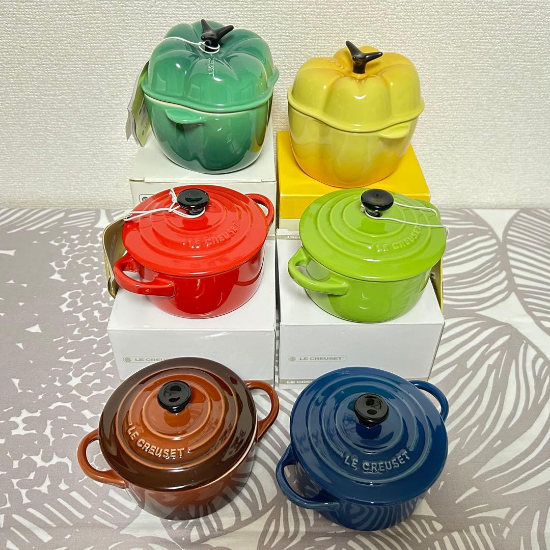 LE CREUSET ル・クルーゼ　ココット　セットパプリカ　緑　黄