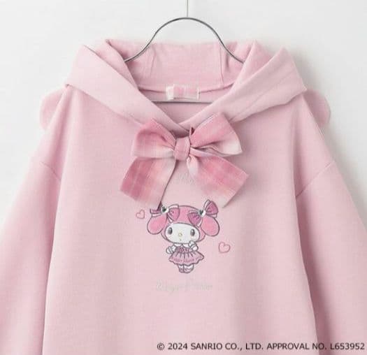 ＊naano＊♪メゾピアノ【おめかしマイメロディ】裾プリーツ パーカワンピ