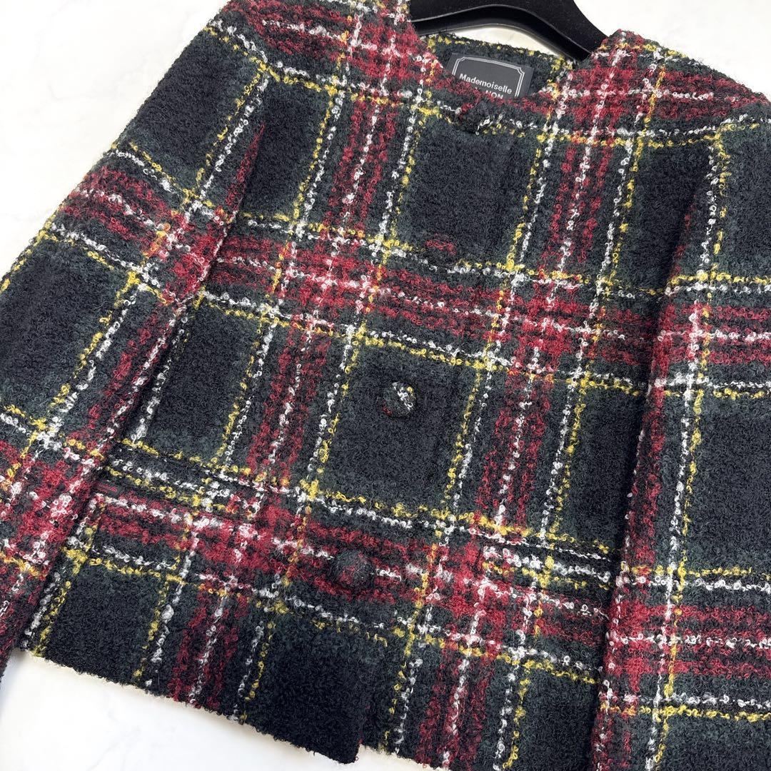 24AW マドモアゼルノンノン チェックツイード ノーカラージャケット