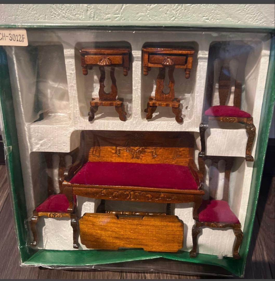 昭和レトロ 豪華ミニチュア家具 ドールハウス 3箱セット木製 洋風 アンティーク