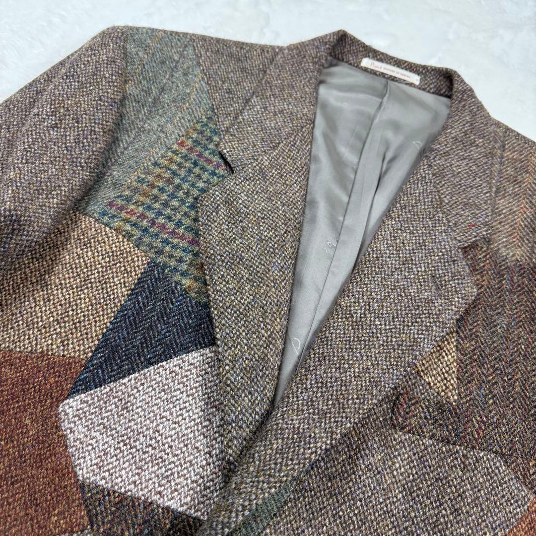 【激レア】ハリスツイード ヘリンボーン パッチワーク チェック L