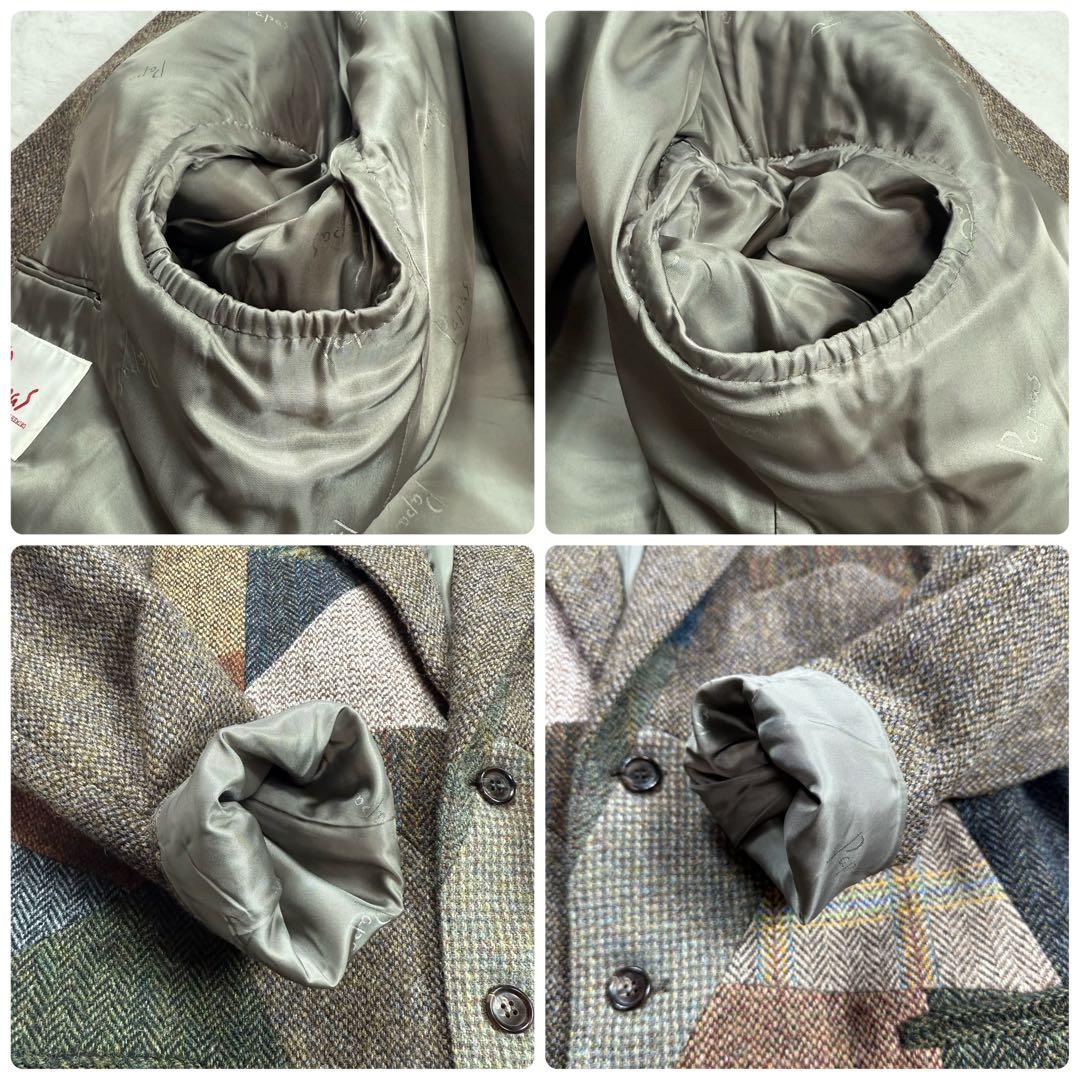 【激レア】ハリスツイード ヘリンボーン パッチワーク チェック L