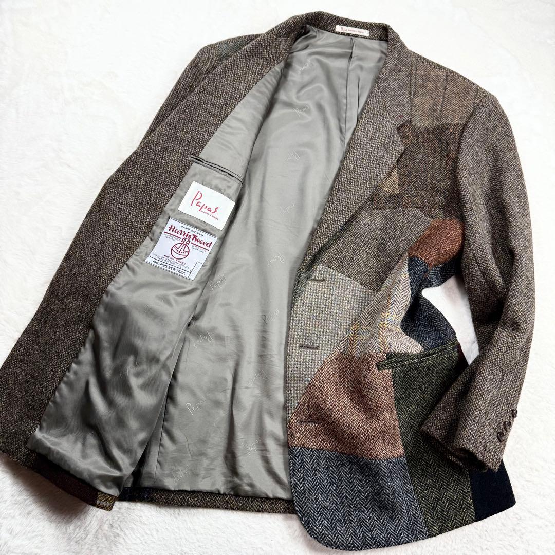【激レア】ハリスツイード ヘリンボーン パッチワーク チェック L