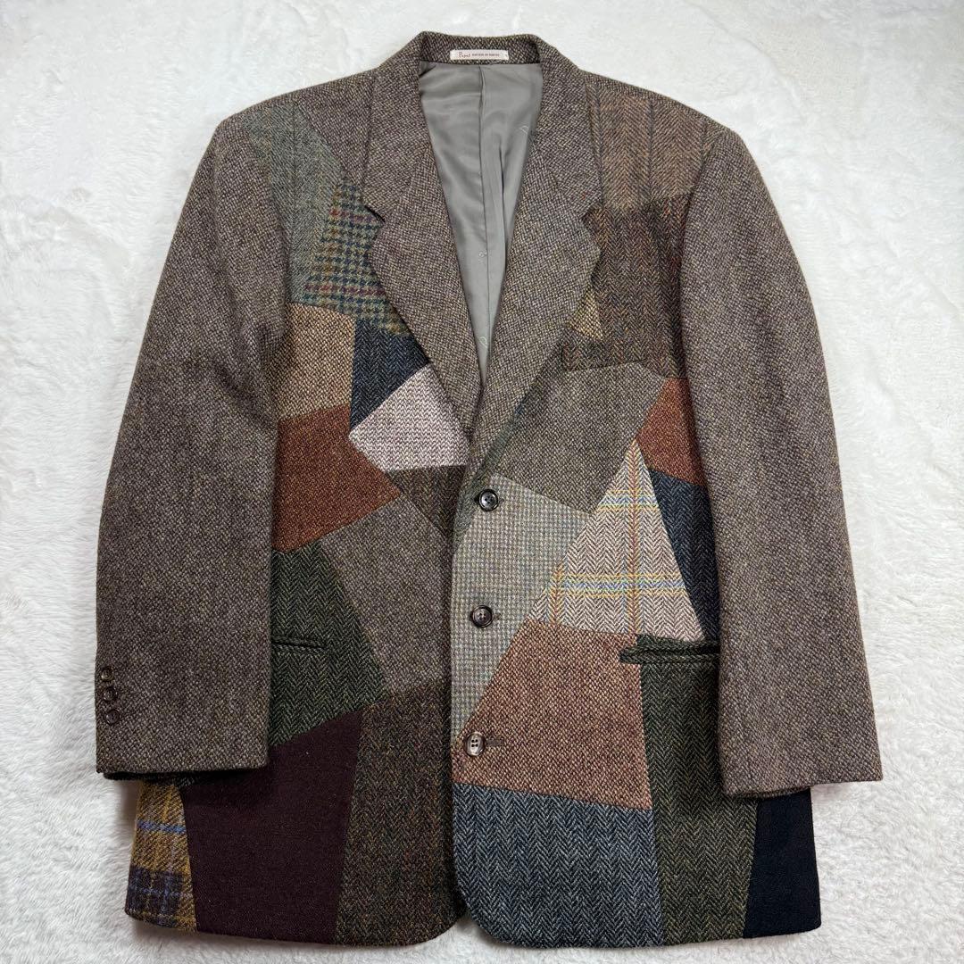 【激レア】ハリスツイード ヘリンボーン パッチワーク チェック L