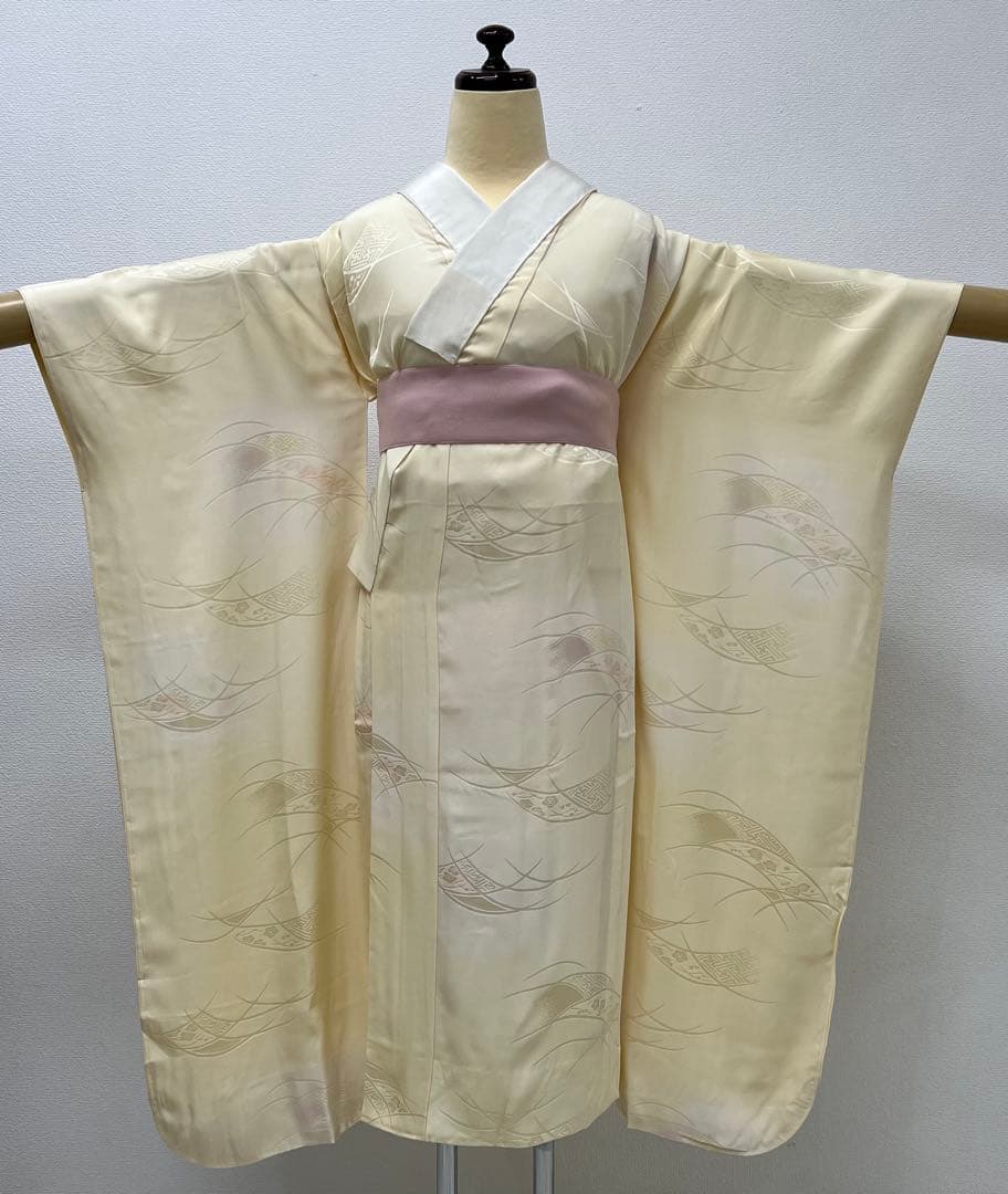 振り袖　フルセット　浜ちりめん　別誂長襦袢　深緑　個性的　友禅　成人式　717