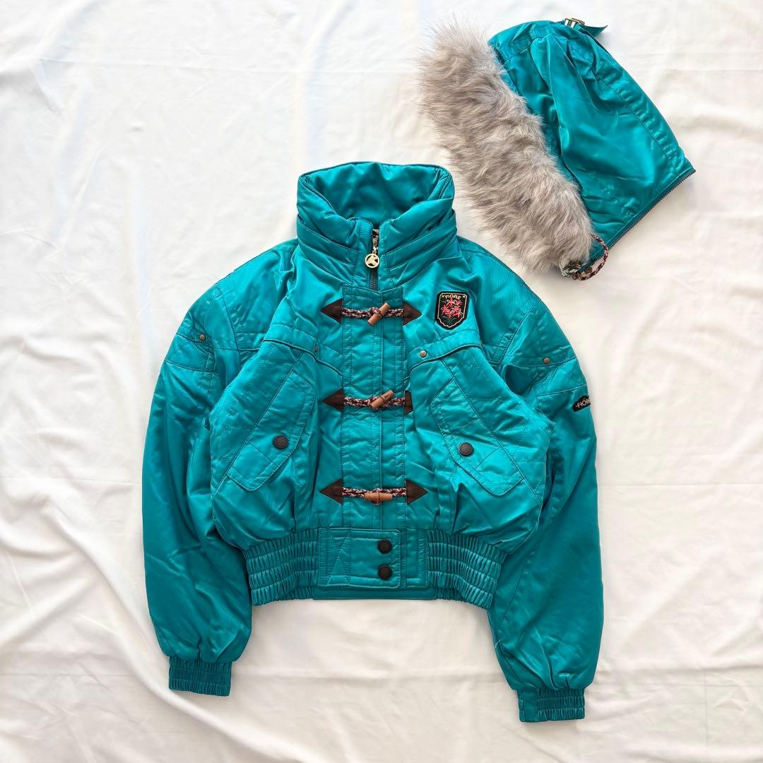 y2k 平成ギャル 短丈 中綿ジャケット フード付き ターコイズ Archive