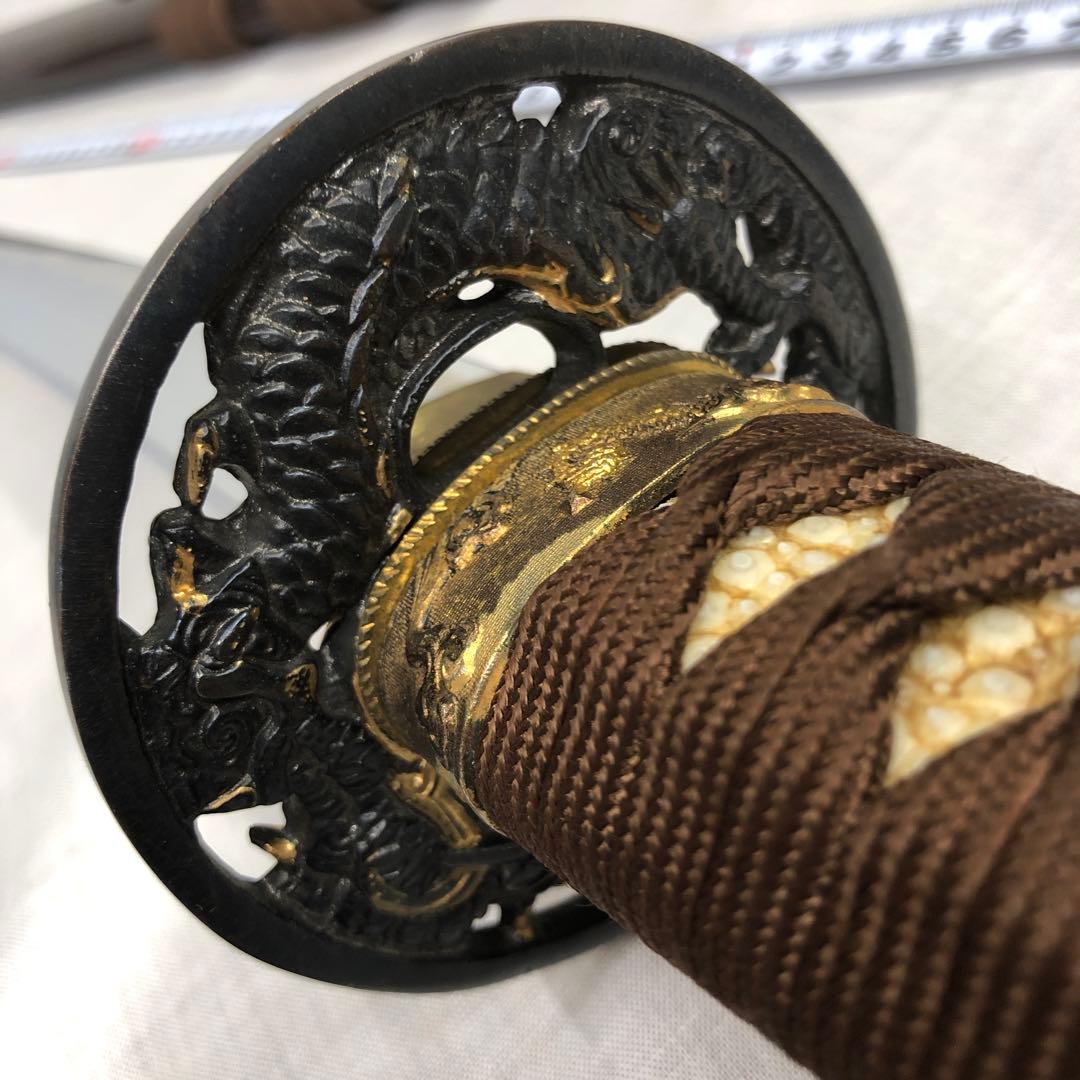 模造刀、美品　龍に梵字 茶色の柄 90cm