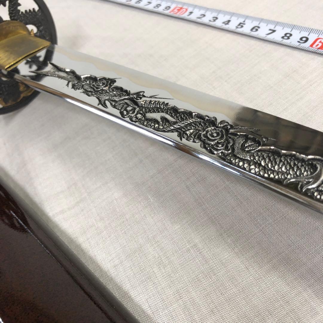 模造刀、美品　龍に梵字 茶色の柄 90cm