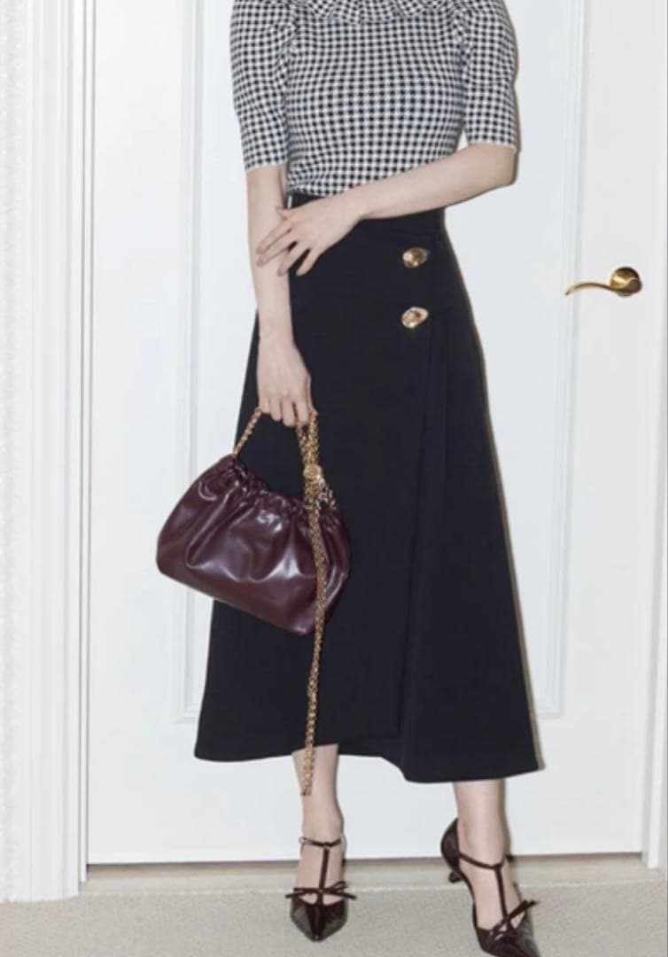 【SNIDEL】ドロストチェーンバッグ　バーガンディ