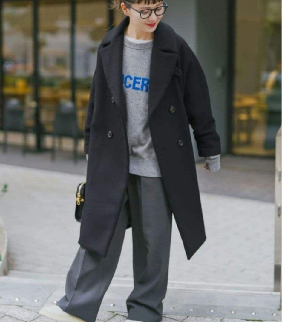 【ティッカ】スピックアンドスパン　ブラック テントコートロングコート24AW