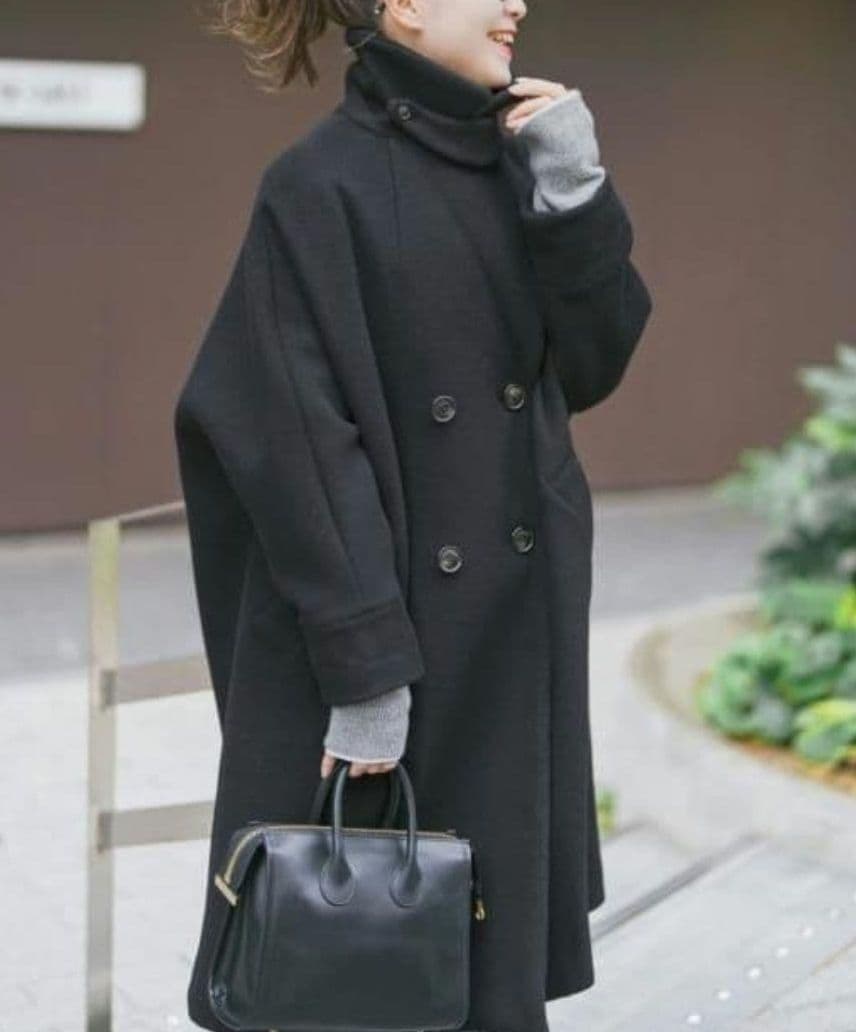 【ティッカ】スピックアンドスパン　ブラック テントコートロングコート24AW