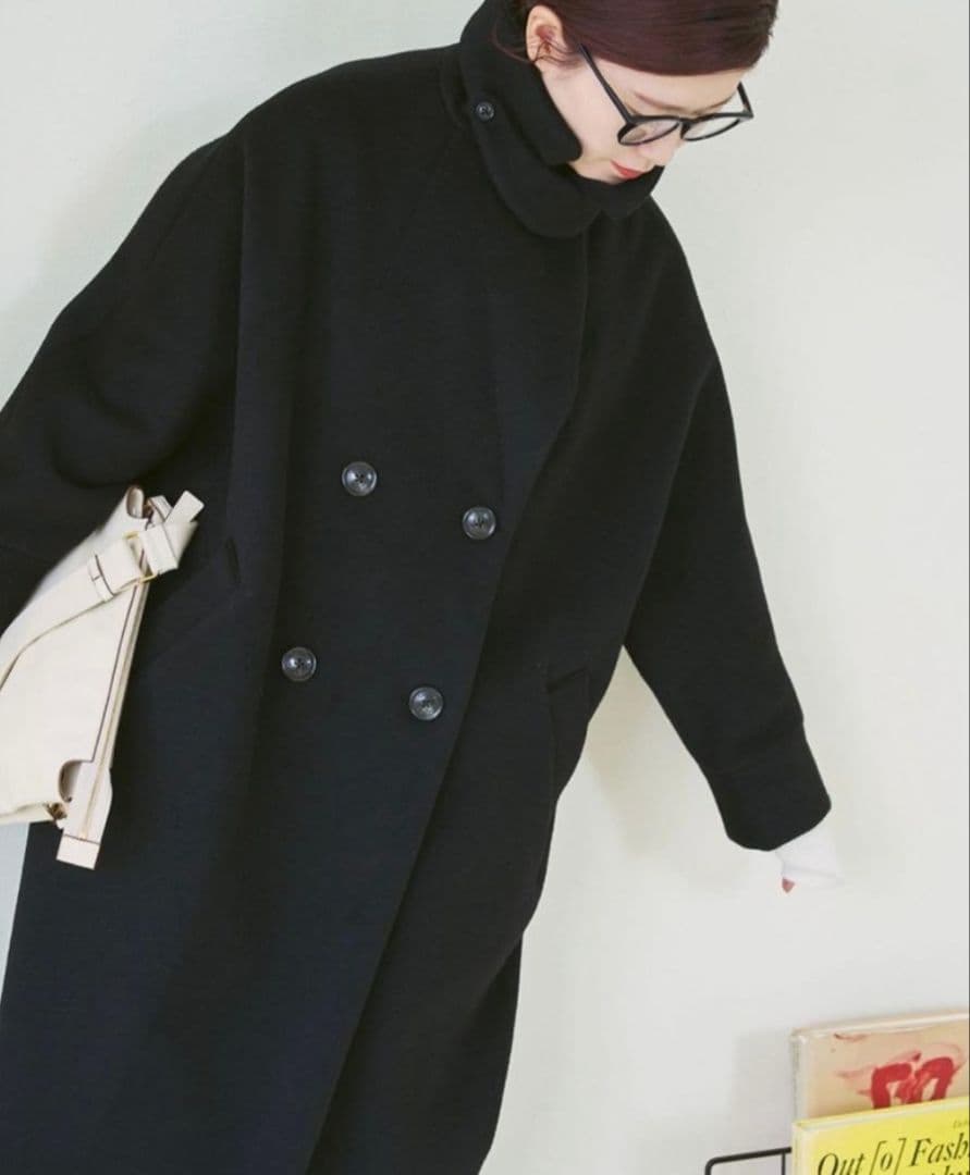 【ティッカ】スピックアンドスパン　ブラック テントコートロングコート24AW