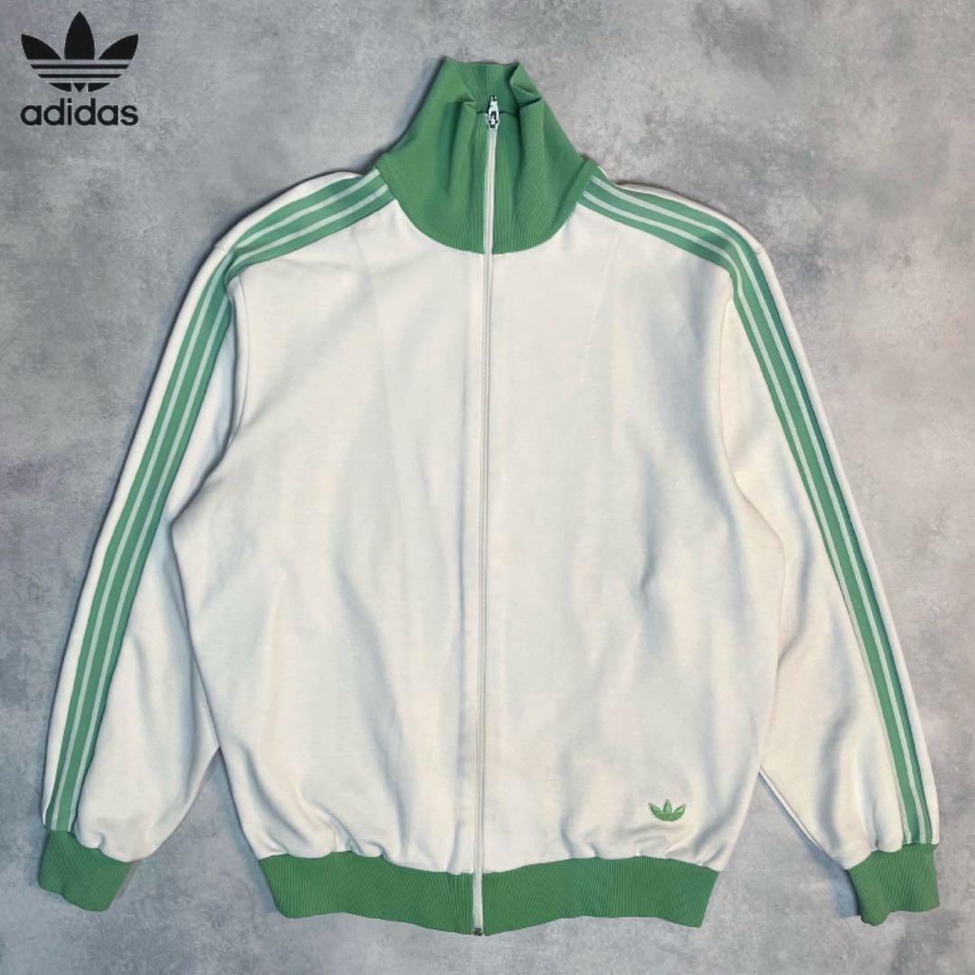 シ*3様 《希少カラー》70s アディダス デサント ジャージ 5号 白 グリー