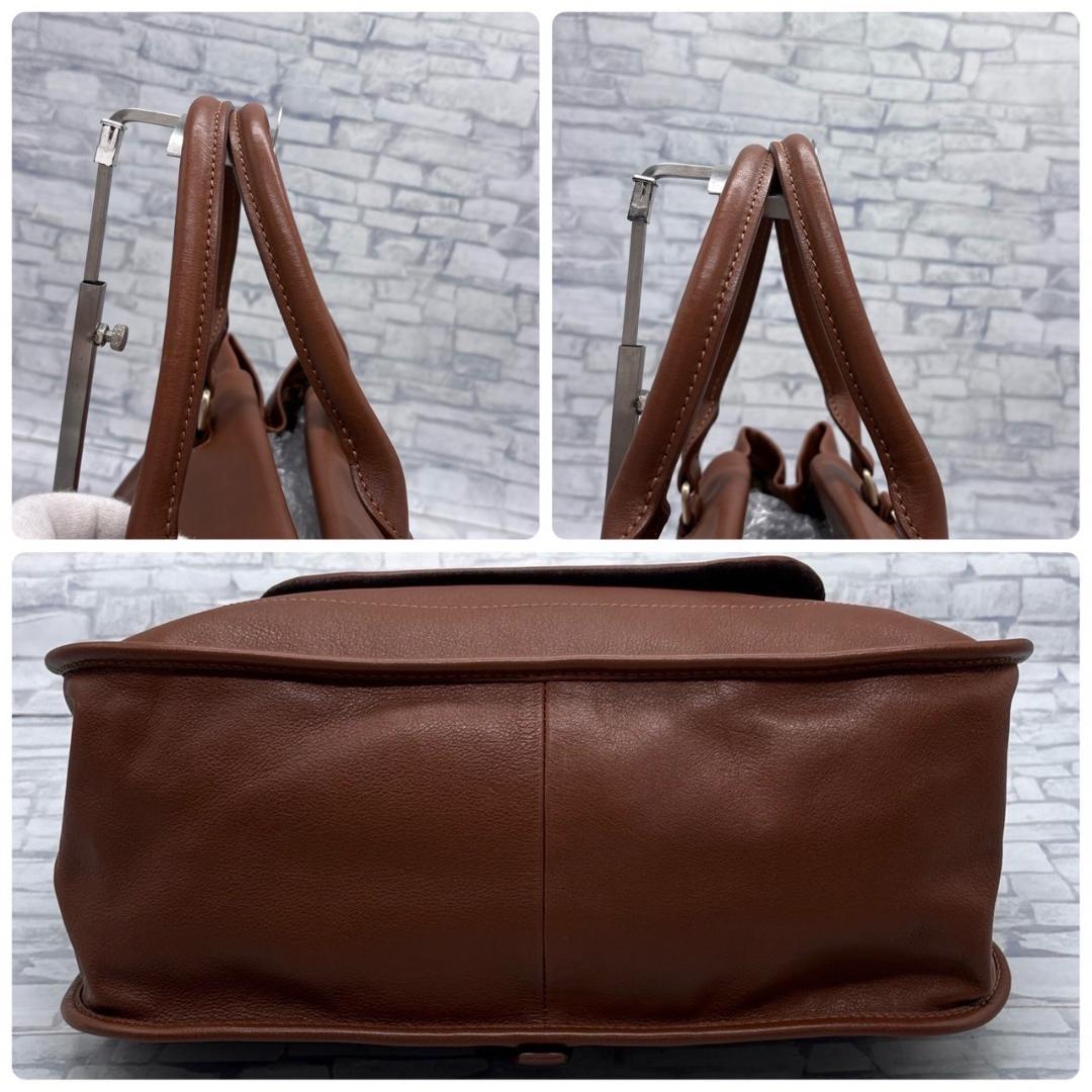 LONGCHAMP ロンシャン ブラウンレザー ビジネスバッグ A4収納可能