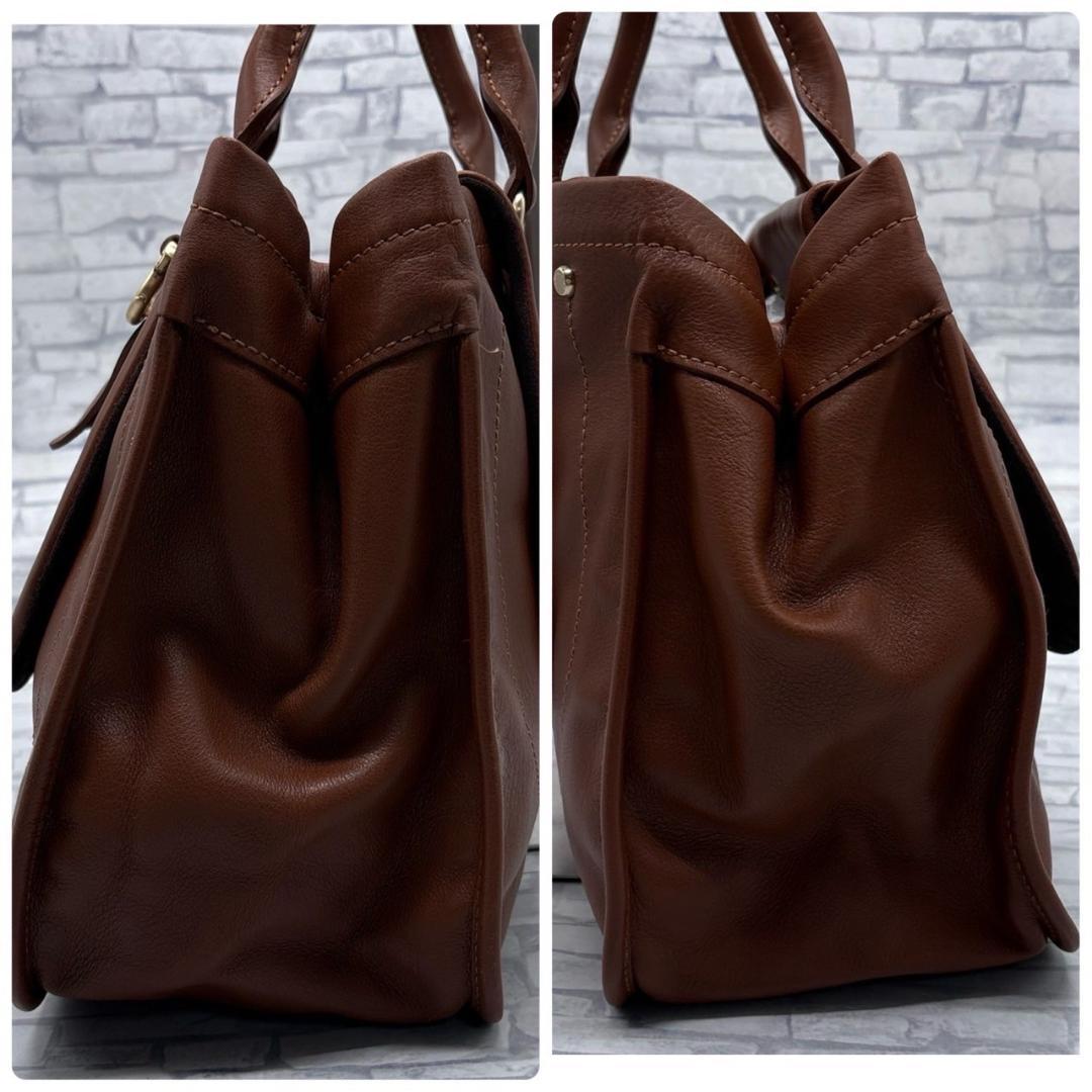 LONGCHAMP ロンシャン ブラウンレザー ビジネスバッグ A4収納可能
