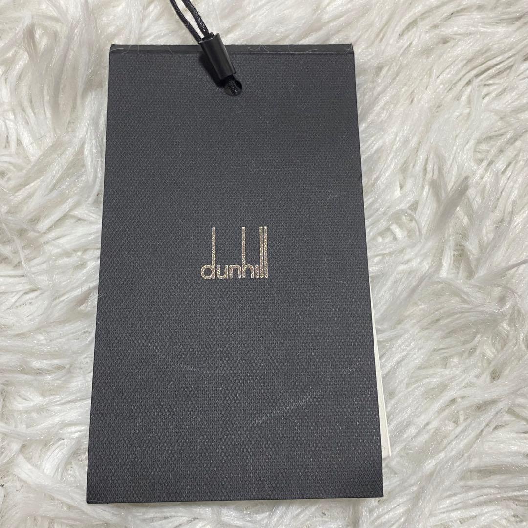 未使用タグ付き　dunhill ダンヒル ネクタイ　ロゴ　総柄　ブルー　光沢