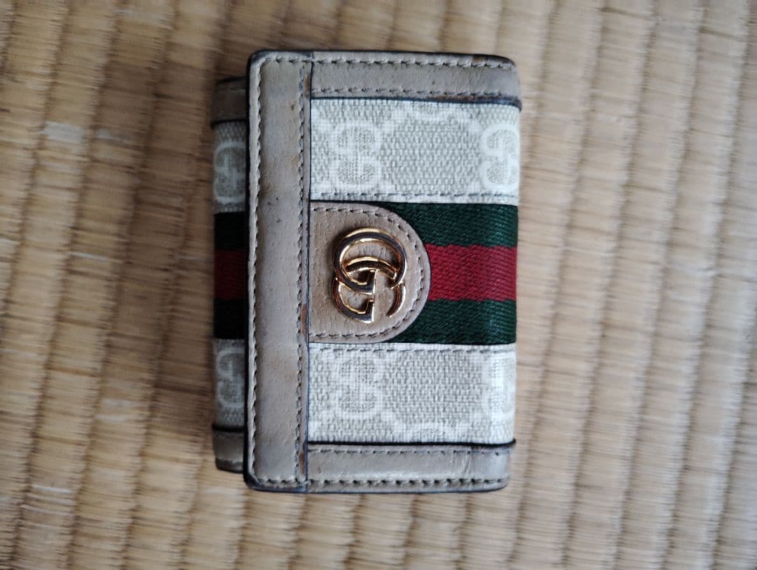 Gucci　マーモント 二つ折り財布 ベージュ/グリーン/レッド