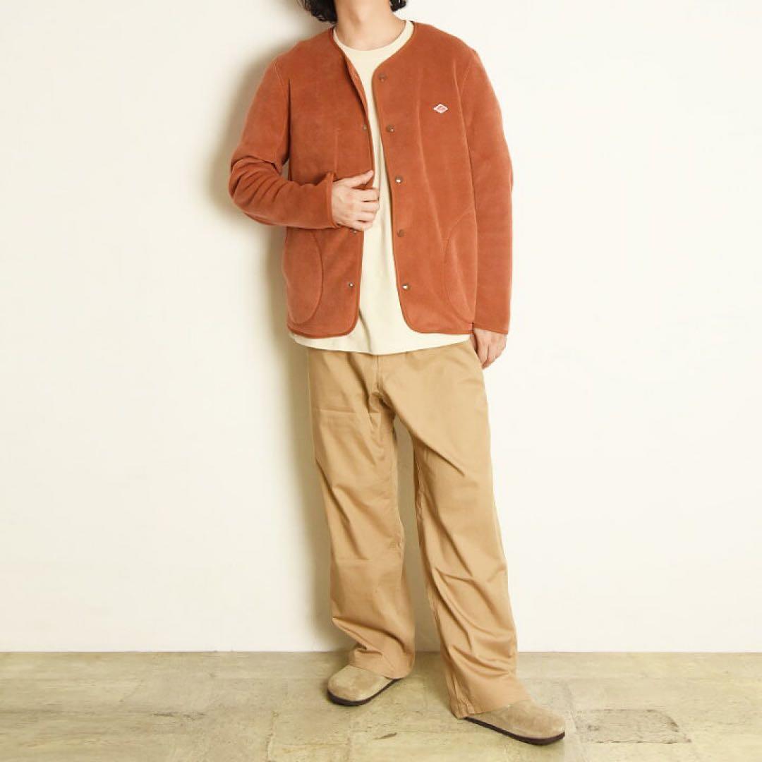 2025新色　DANTON フリース ノーカラー ジャケット カーディガン