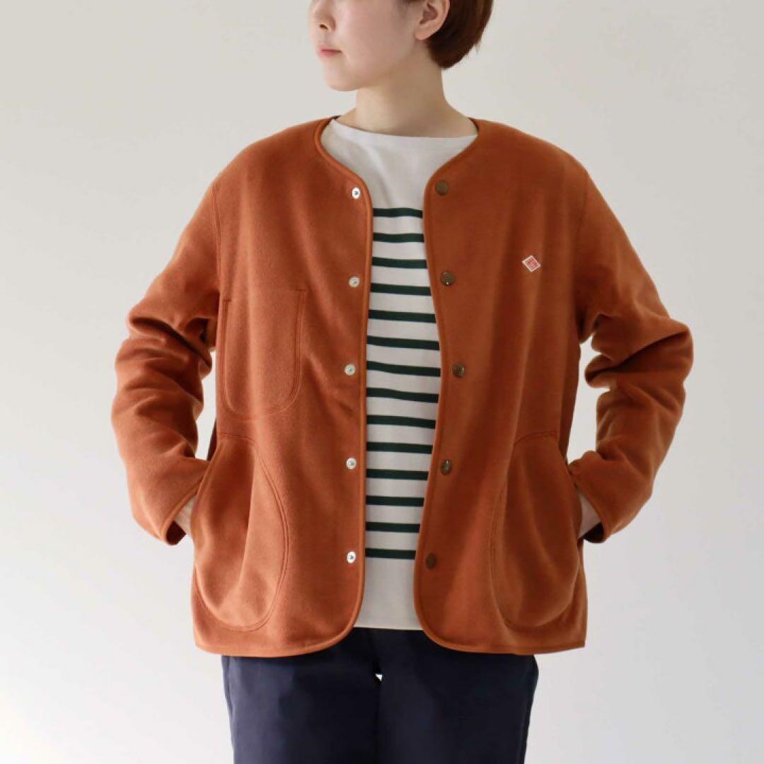 2025新色　DANTON フリース ノーカラー ジャケット カーディガン