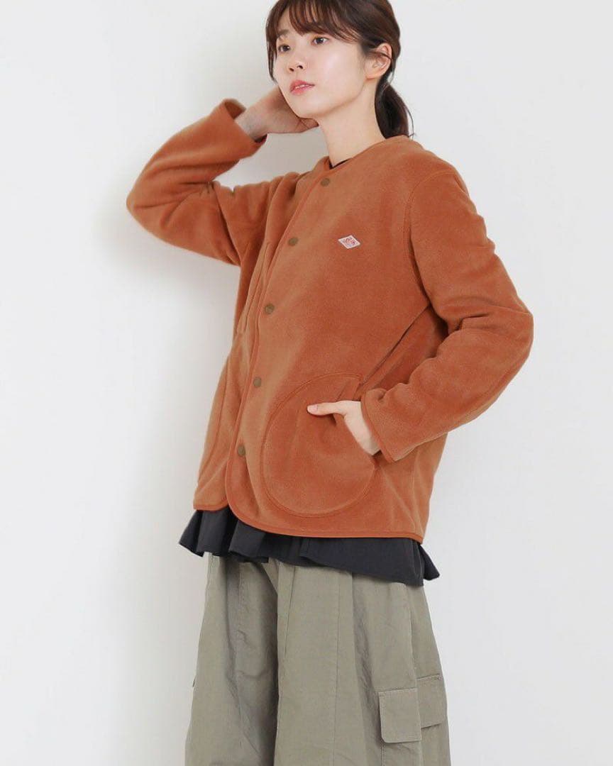 2025新色　DANTON フリース ノーカラー ジャケット カーディガン