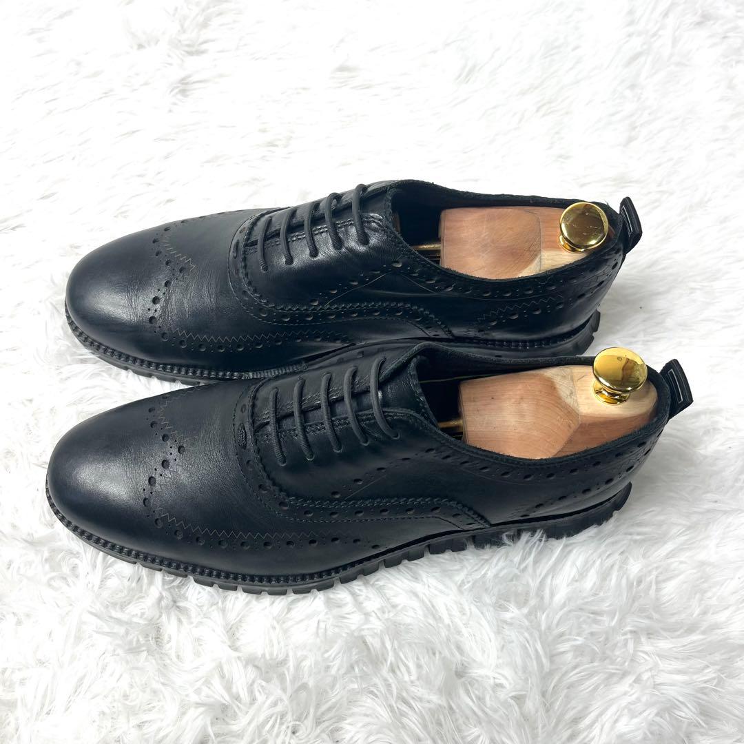 【美品】コールハーン ゼログランド ウイングチップ27.5cm 牛革 本革 黒