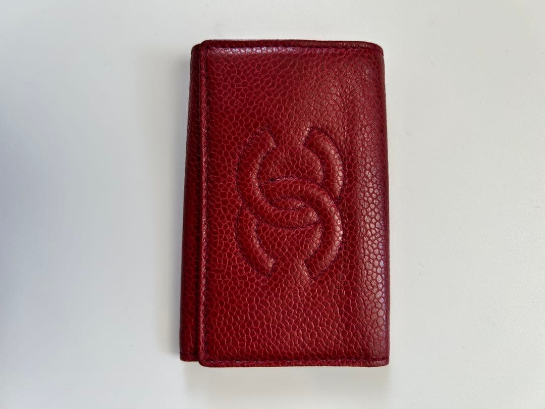 CHANEL レザーキーケース 赤