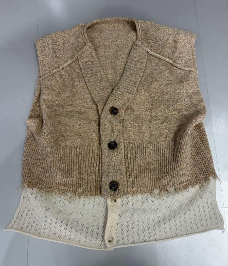 トップス PERVERZE Lambs-wool Layered Knit Vest be