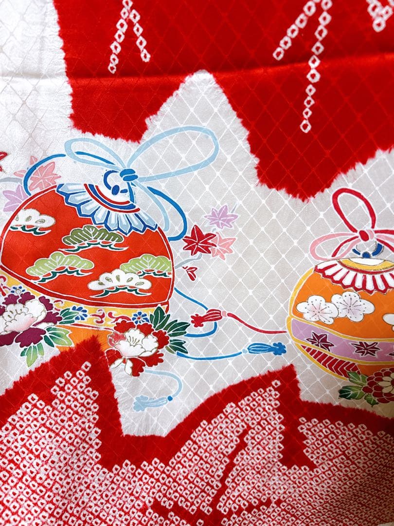 上質正絹フルセット♡七五三　7歳　女の子　一式　絞り　赤系　ピンク