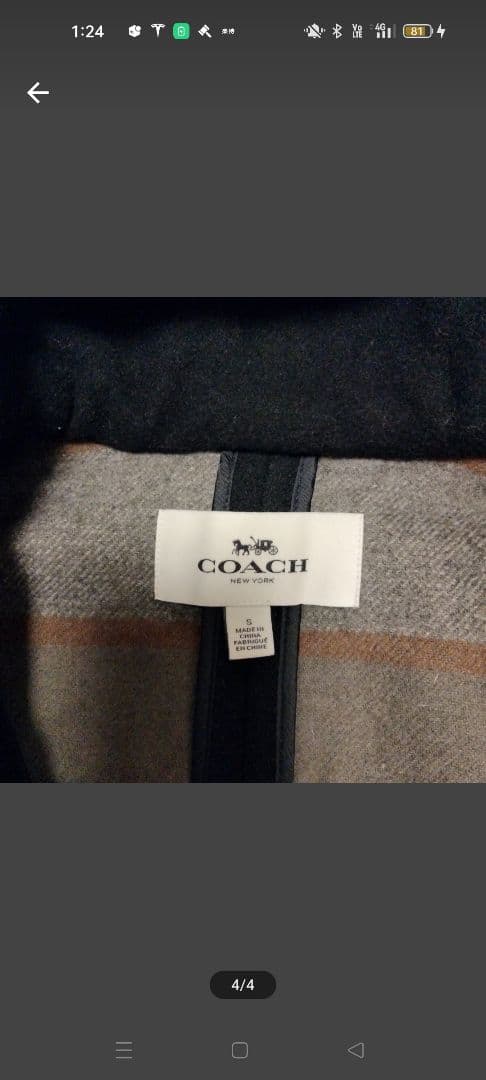 美品 COACH ダッフルコート М相当 濃紺 ウール混合