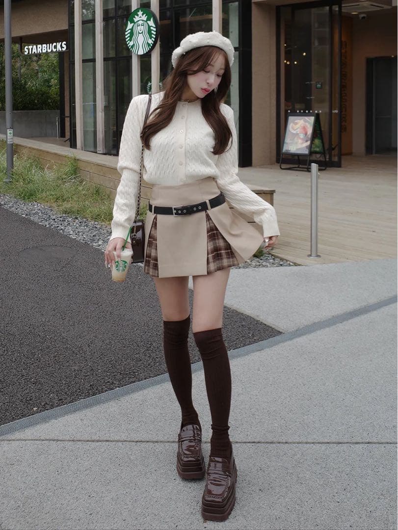 Darich ダーリッチ チェックドッキングミニスカート BEG Sサイズ