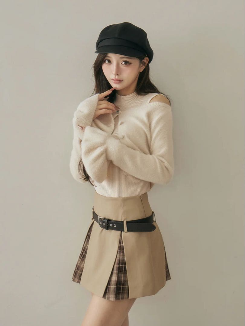 Darich ダーリッチ チェックドッキングミニスカート BEG Sサイズ