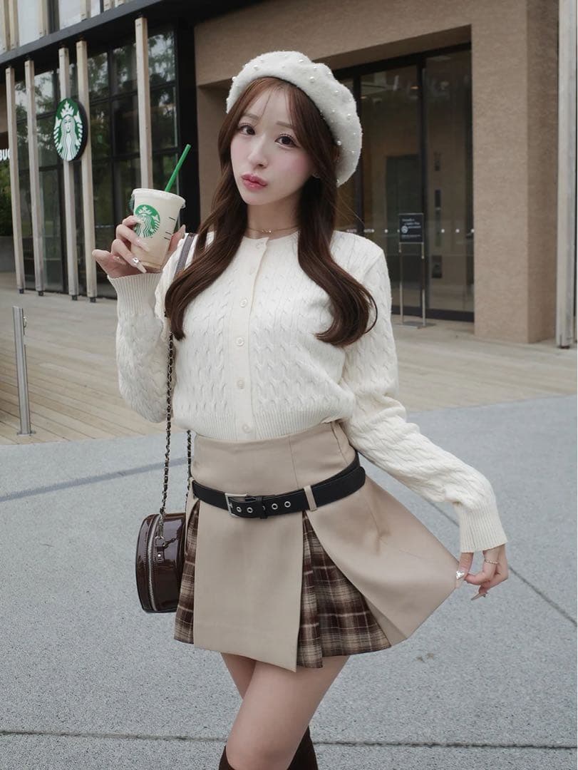 Darich ダーリッチ チェックドッキングミニスカート BEG Sサイズ