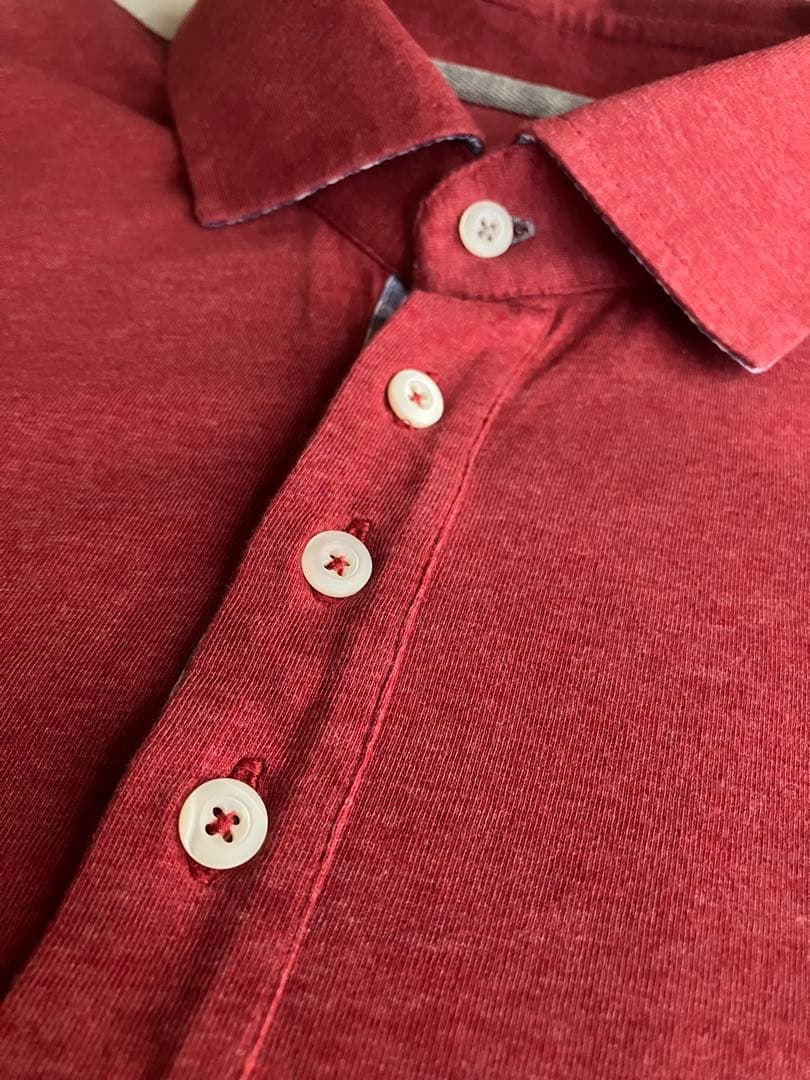 ブルネロクチネリ コットン 4B ポロシャツ チェック レッドブラウン XS