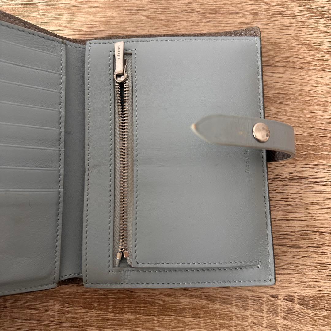 CELINE グレー×ブルー 二つ折り財布