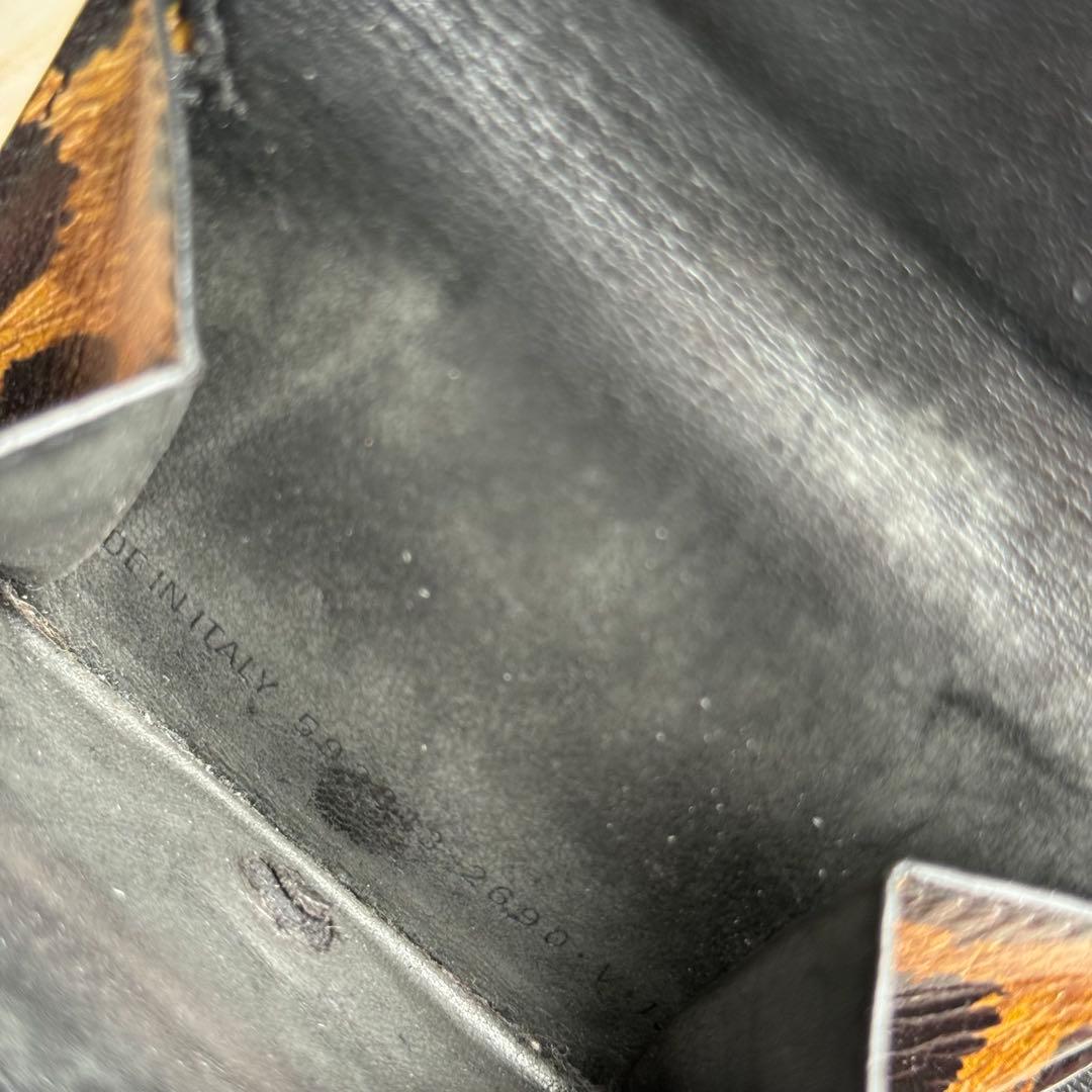 バレンシアガ レザー レオパード コンパクトウォレット 三つ折り財布 ヒョウ柄