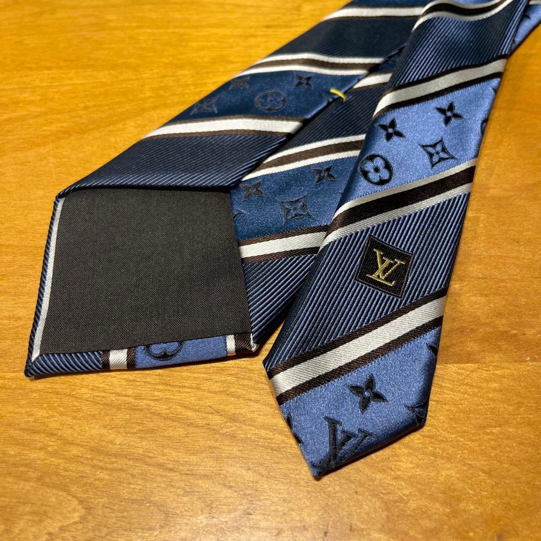 ルイ・ヴィトン ネクタイ ネイビーブルー