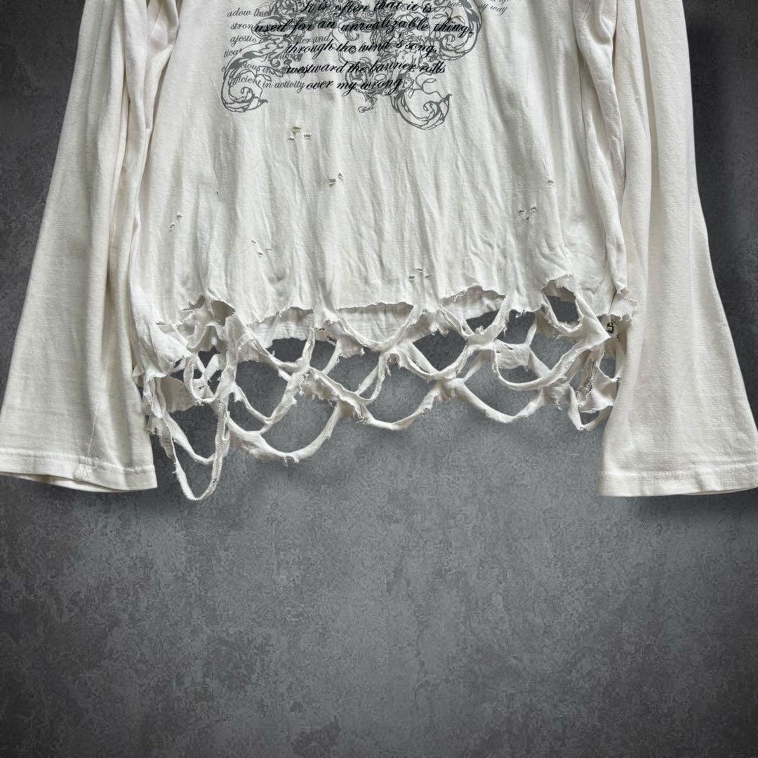 00s ダメージ ラメ ロンＴ 長袖 y2k 平成 グランジ ギャル お兄系