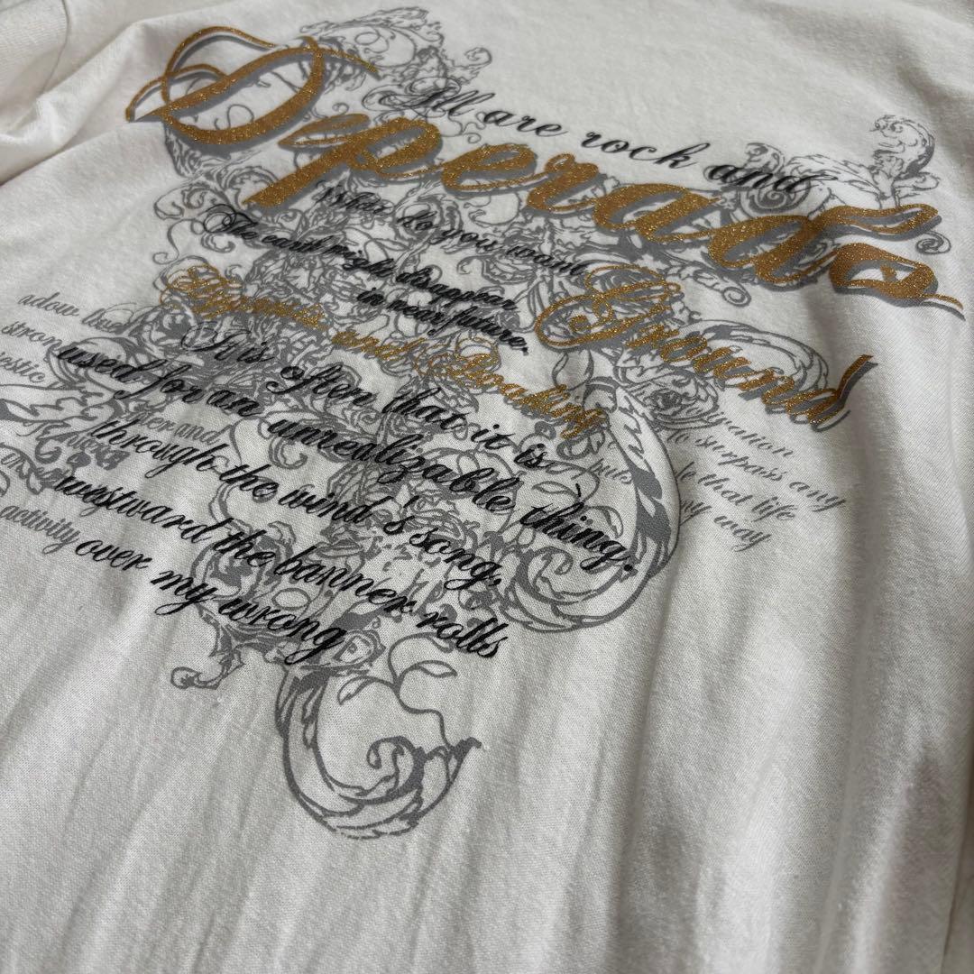 00s ダメージ ラメ ロンＴ 長袖 y2k 平成 グランジ ギャル お兄系