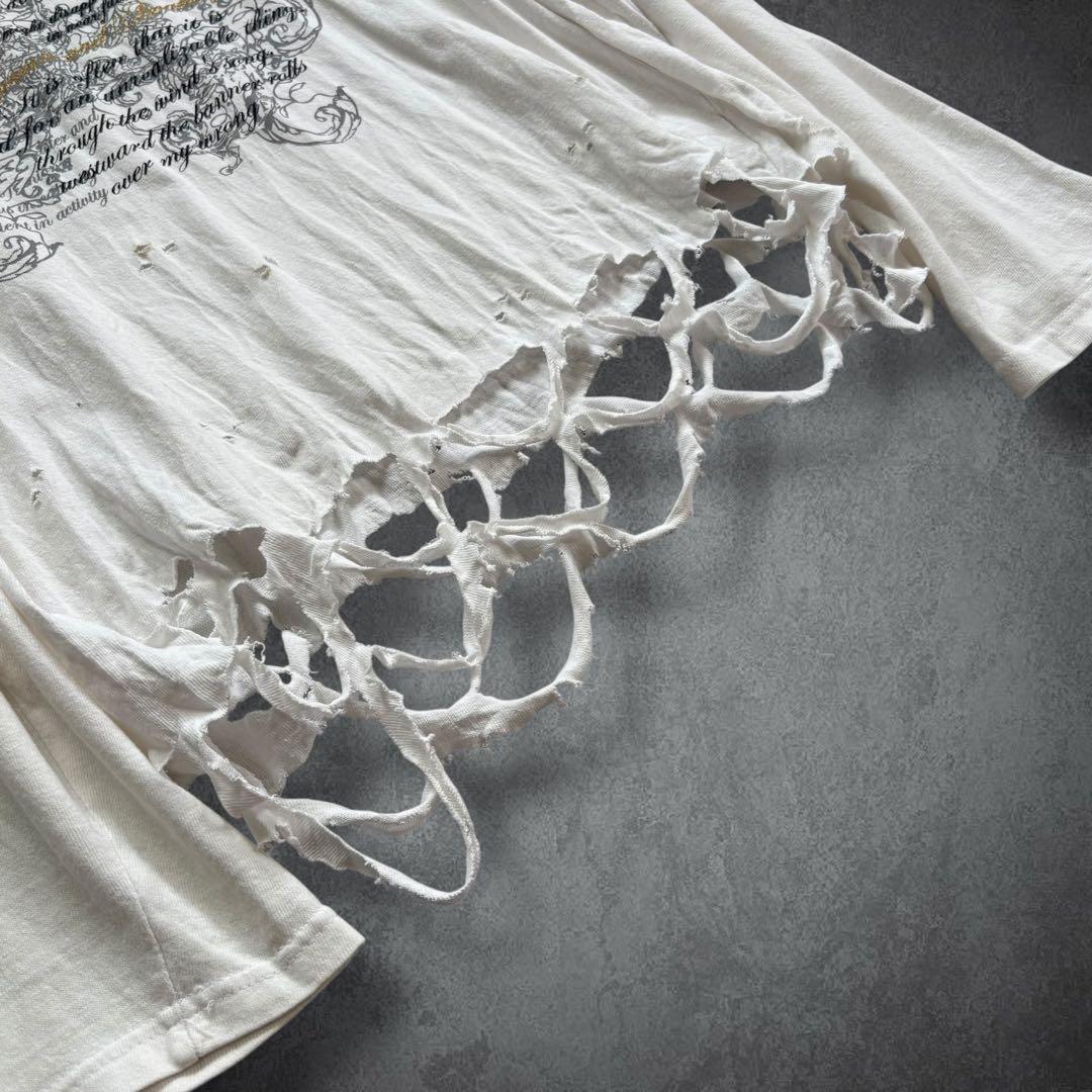 00s ダメージ ラメ ロンＴ 長袖 y2k 平成 グランジ ギャル お兄系