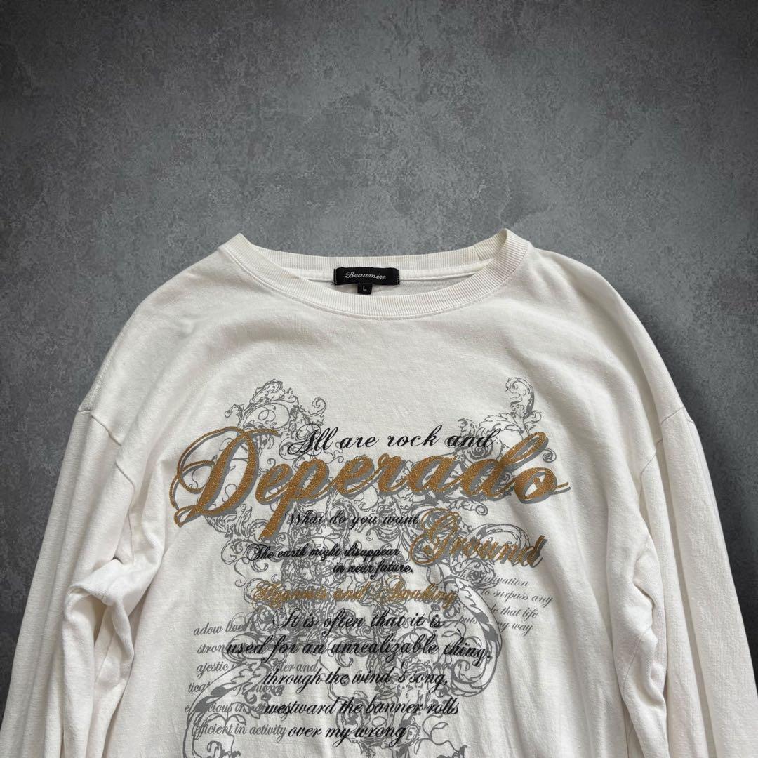 00s ダメージ ラメ ロンＴ 長袖 y2k 平成 グランジ ギャル お兄系